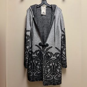 *SOLD* Vintage Grey/Black Cardigan/Duster with Hood